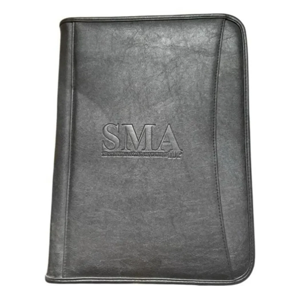 IUP SMA Student Marketing Association Black Zippered Padfolio Portfolio Leed's